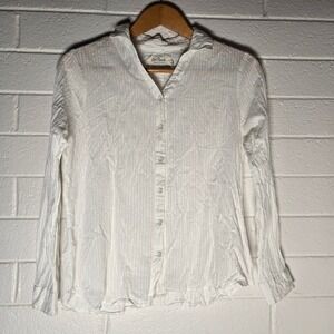Old Ranch Womens Button Shirt White Organic Cotton Large Fair Trade Sierra Angel